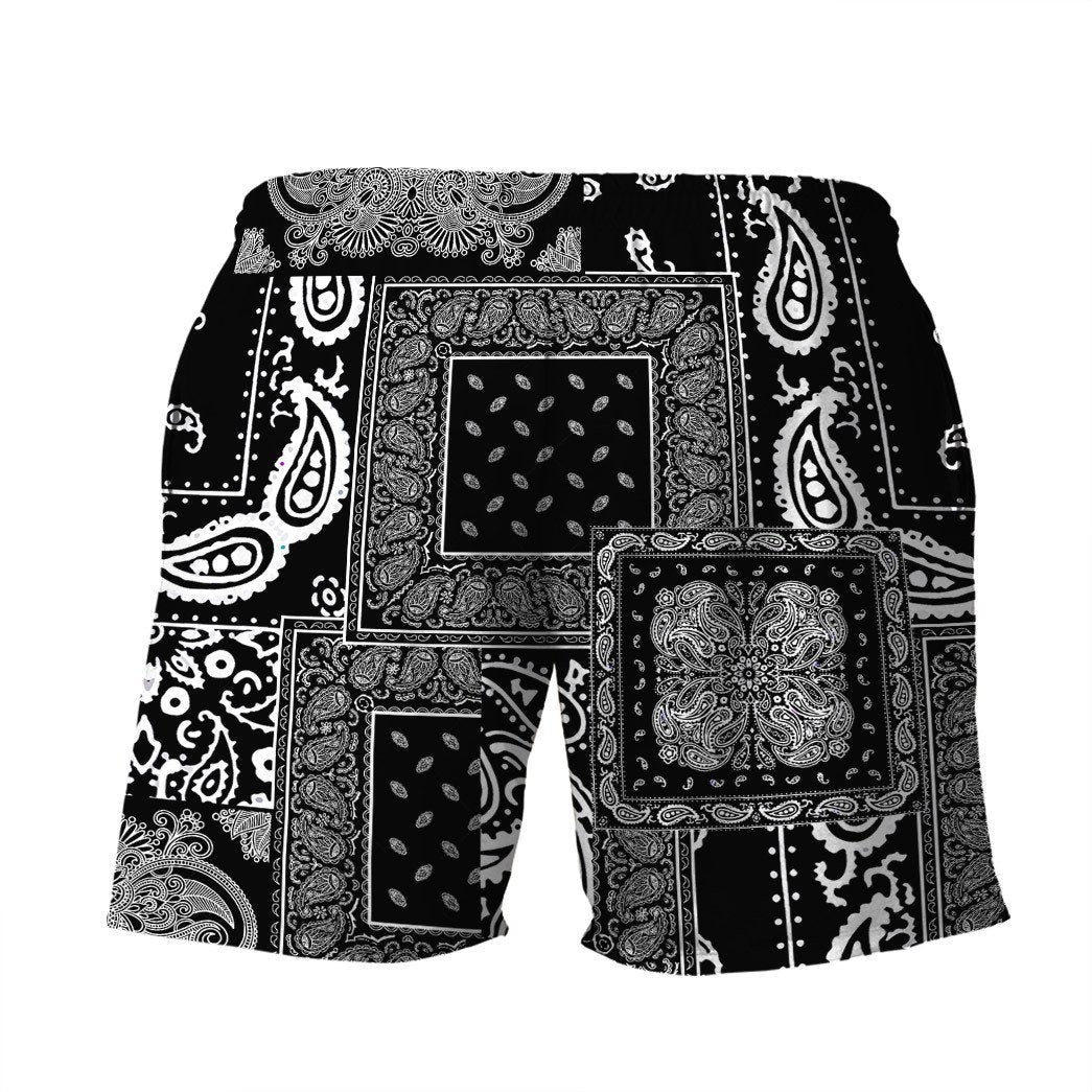 Gearhuman 3D Black Multiple Paisley Bandanas Shorts ZK3105214 Men Shorts 