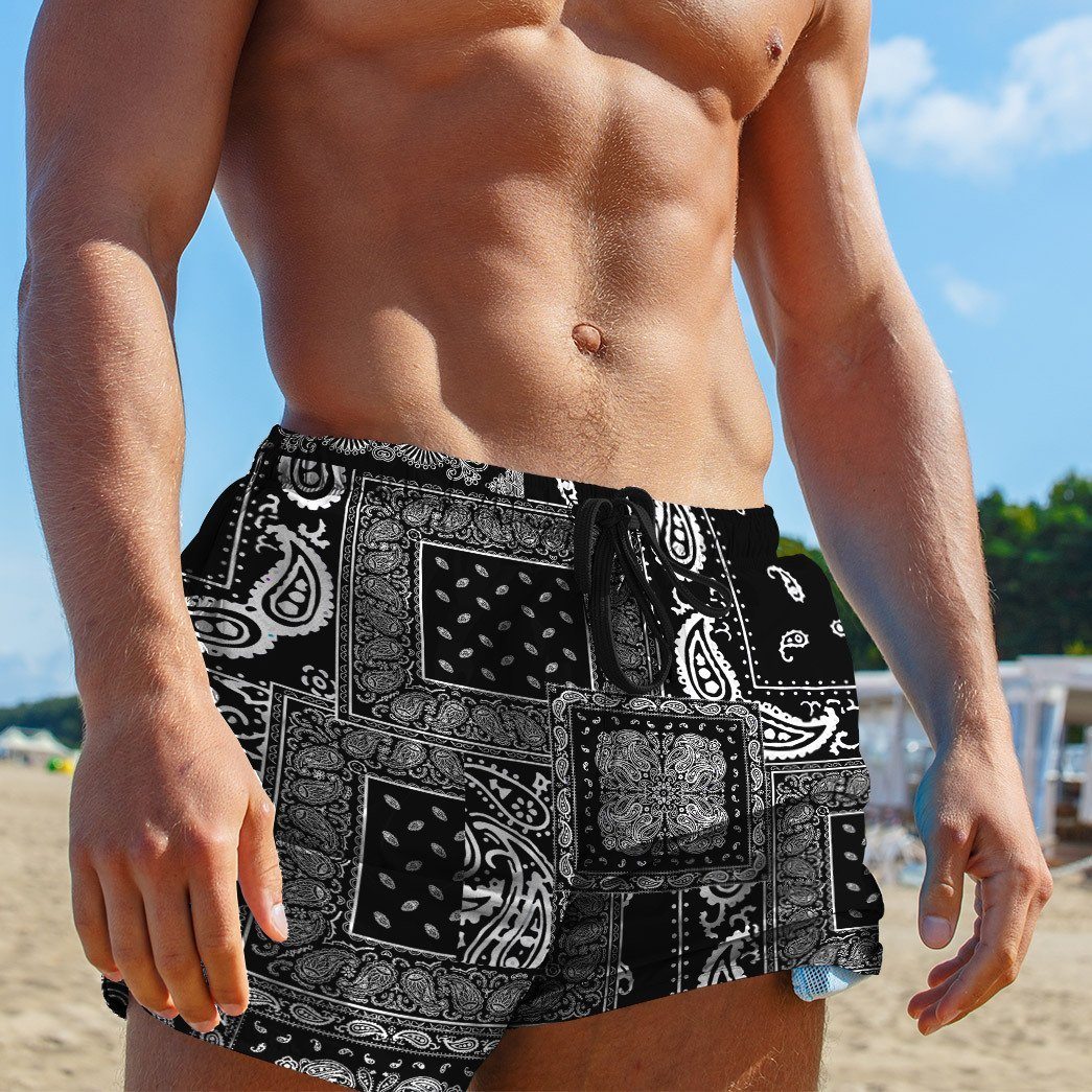 Gearhuman 3D Black Multiple Paisley Bandanas Shorts ZK3105214 Men Shorts 