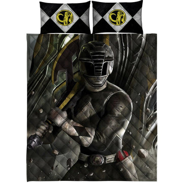 Gearhumans 3D Black Power Ranger Custom Quilt Set