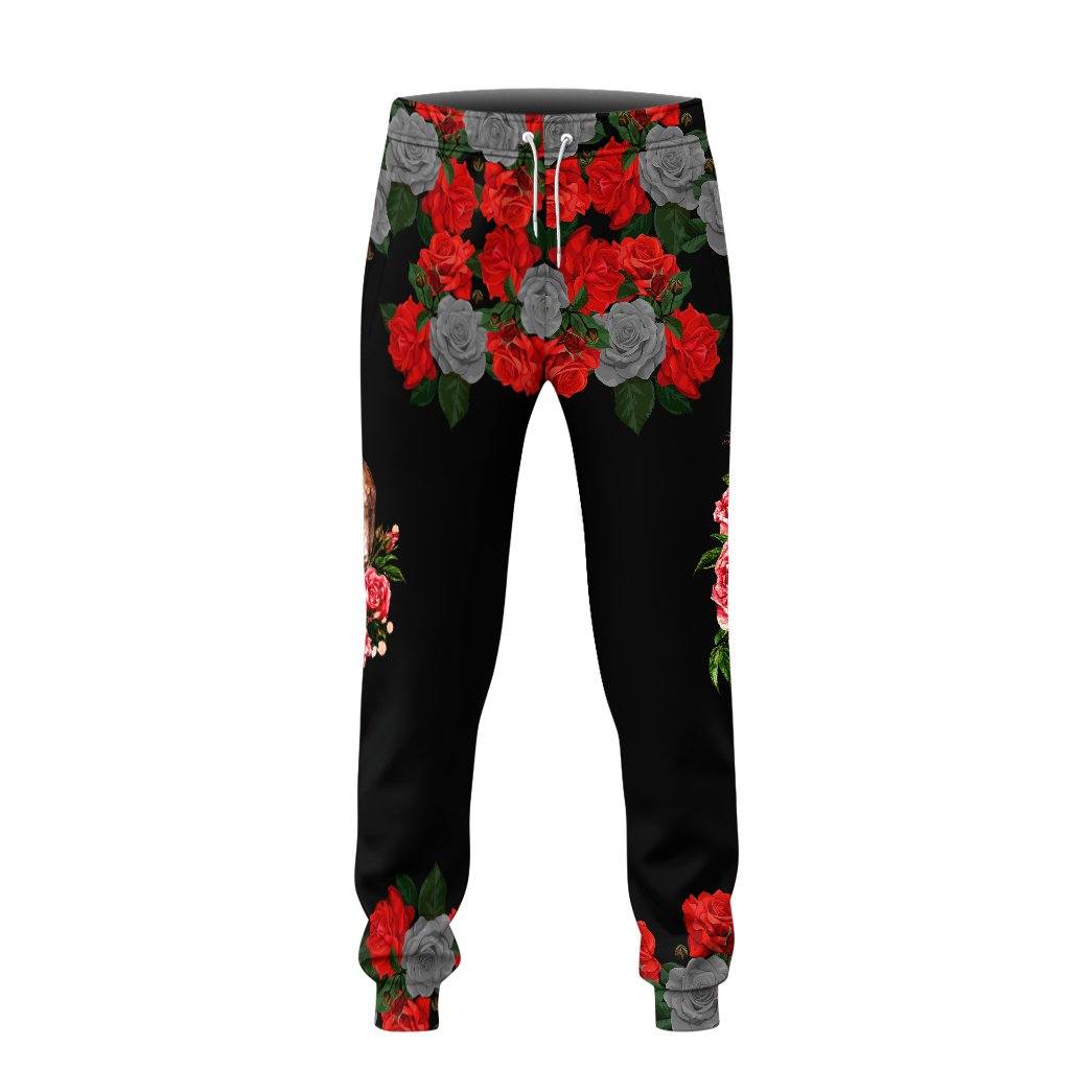 Gearhuman 3D Black Rose Flower Skull Sweatpants GB25024 Sweatpants