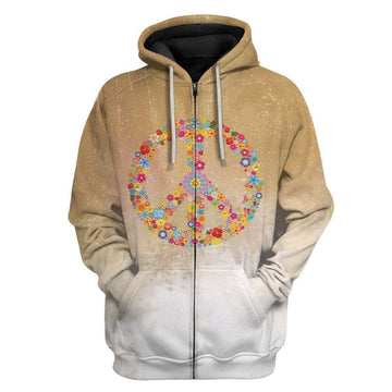 Gearhumans 3D Bleached Hippie Peace Sign Custom Hoodies Apparel