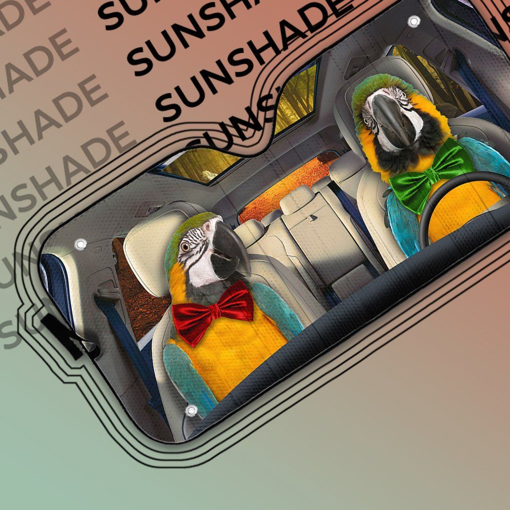 Gearhuman 3D Blue Gold Macaw Parrot Auto Car Sunshade GV030316 Auto Sunshade
