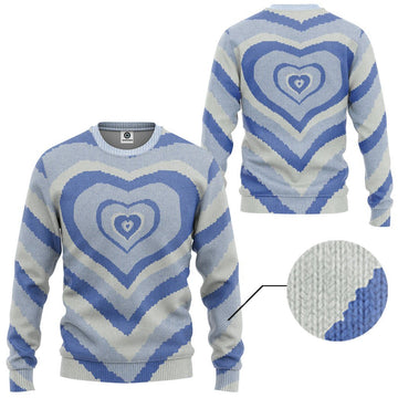 Gearhumans GearHuman 3D Blue Heart Wave Custom Sweater