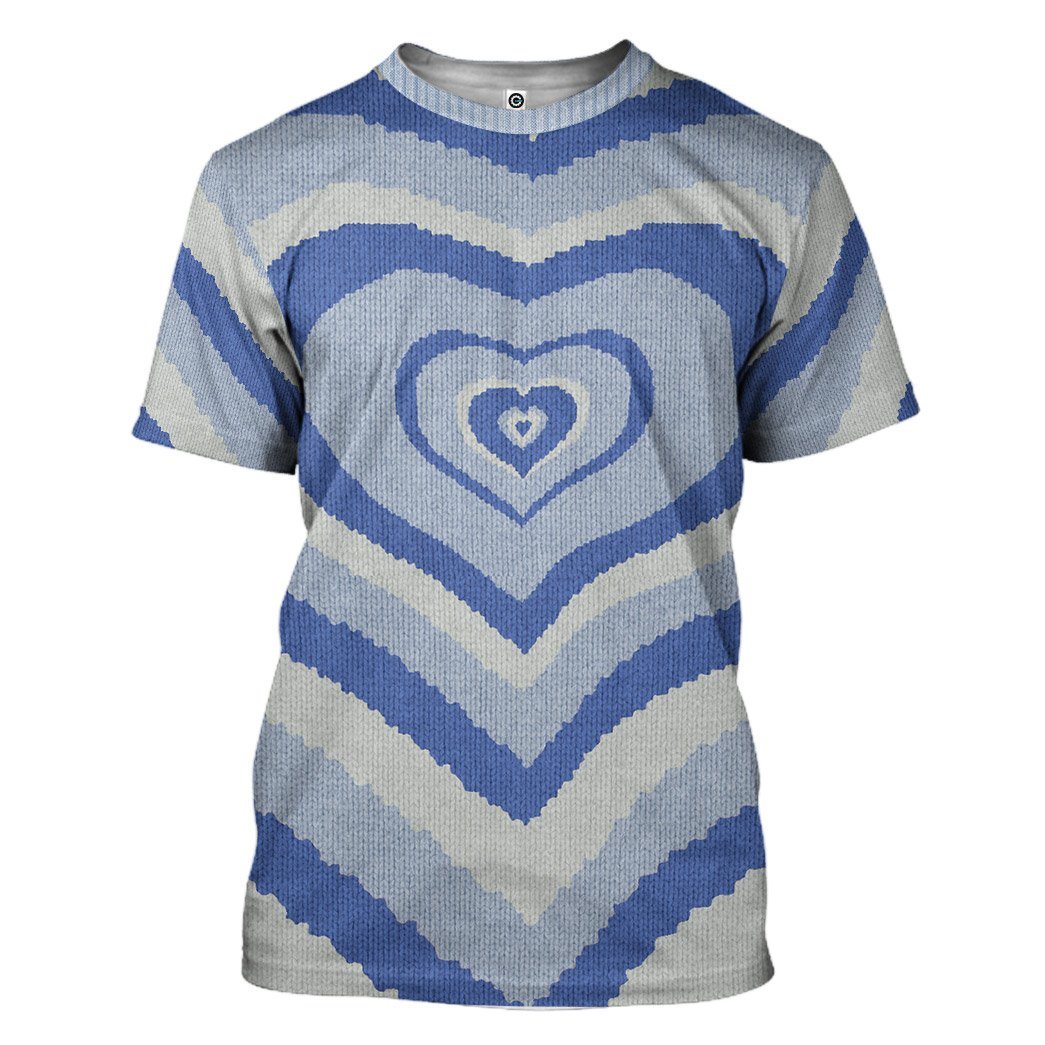GearHuman 3D Blue Heart Wave Custom Sweater GR11011 3D Apparel T-Shirt S 