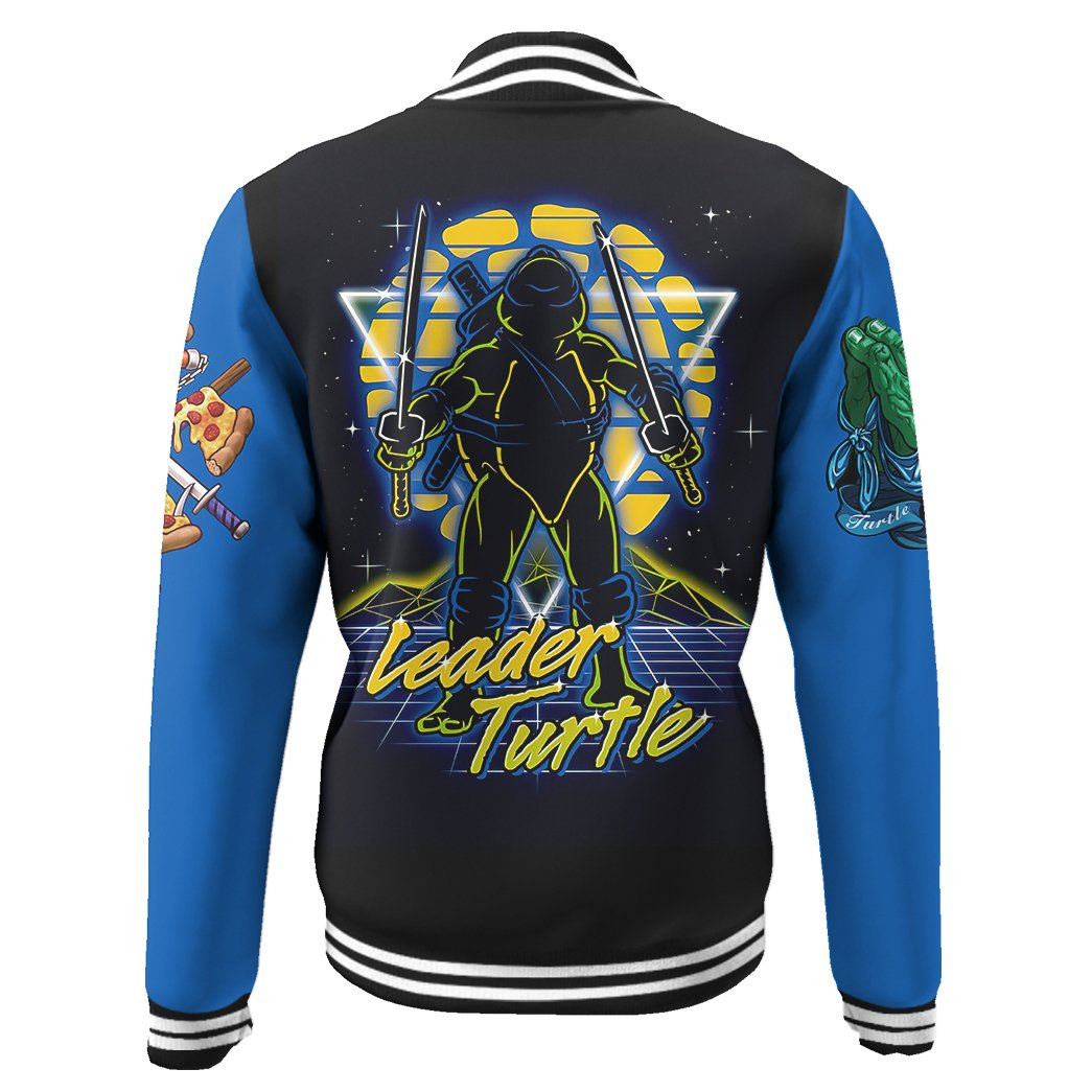 Gearhumans 3D Blue Leonardo TMNT Leo Cosplay Custom Name Baseball Jacket