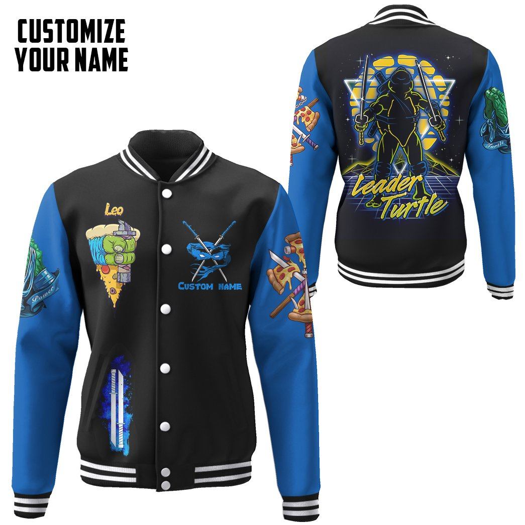 Gearhuman 3D Blue Leonardo TMNT Leo Cosplay Custom Name Baseball Jacket GV180120 Baseball Jacket 