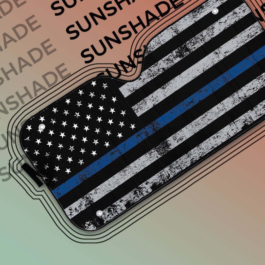 Gearhuman 3D Blue Thin Line American Flag Auto Sunshade ZK2805218 Auto Sunshade 