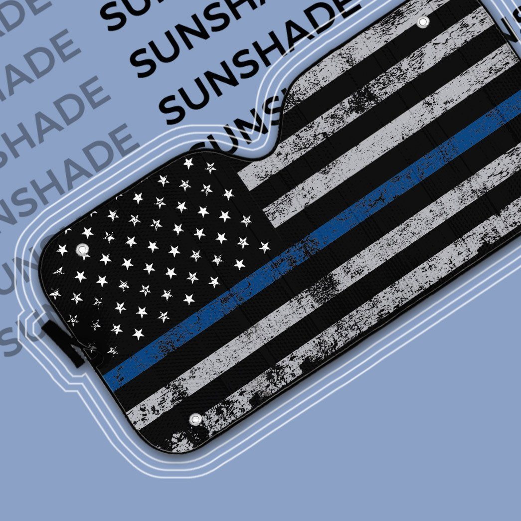 Gearhuman 3D Blue Thin Line American Flag Auto Sunshade ZK2805218 Auto Sunshade 