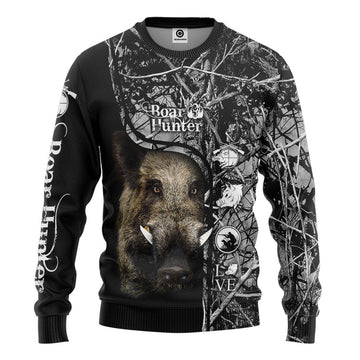 Gearhumans 3D Boar Hunter Black Custom Tshirt Hoodie Apparel