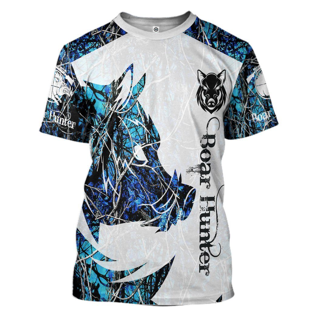 Gearhuman 3D Boar Hunter Blue Custom Tshirt Hoodie Apparel GV08115 3D Apparel T-Shirt S 