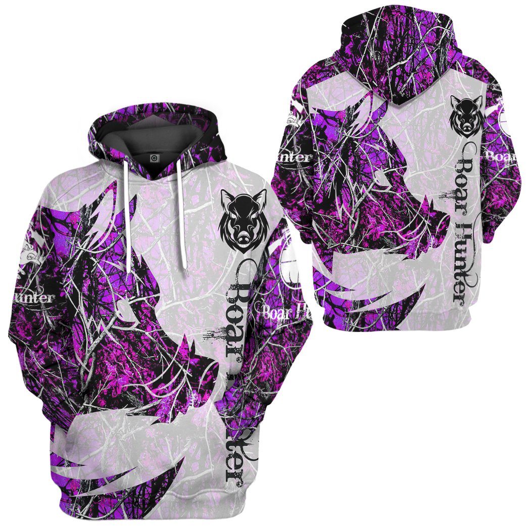 Gearhuman 3D Boar Hunter Purple Custom Tshirt Hoodie Apparel GV08119 3D Apparel 
