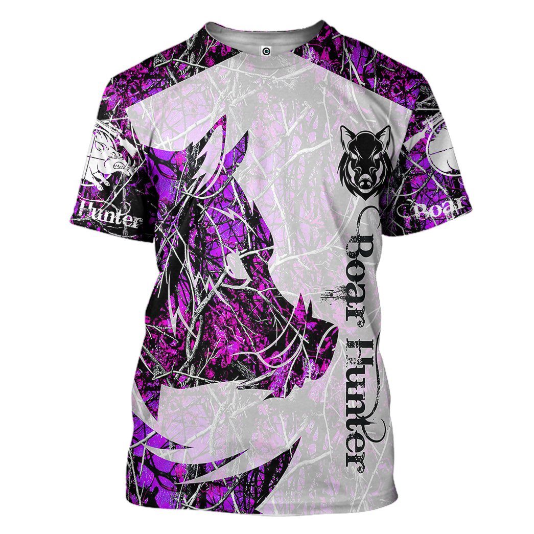 Gearhuman 3D Boar Hunter Purple Custom Tshirt Hoodie Apparel GV08119 3D Apparel T-Shirt S 