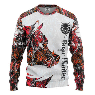 Gearhumans 3D Boar Hunter Red Custom Tshirt Hoodie Apparel