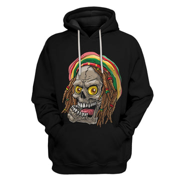 Gearhumans 3D Bob Marley Skull 1 Hoodie Apparel