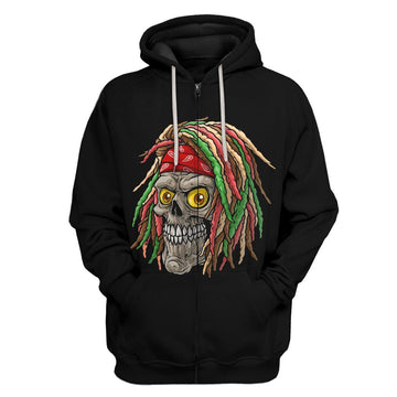 Gearhumans 3D Bob Marley Skull 2 Hoodie Apparel