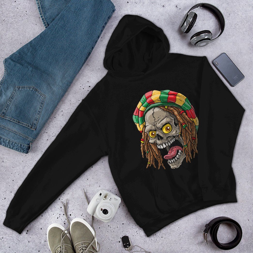 Gearhuman 3D Bob Marley Skull 3 Hoodie Apparel GQ21093 3D Apparel 