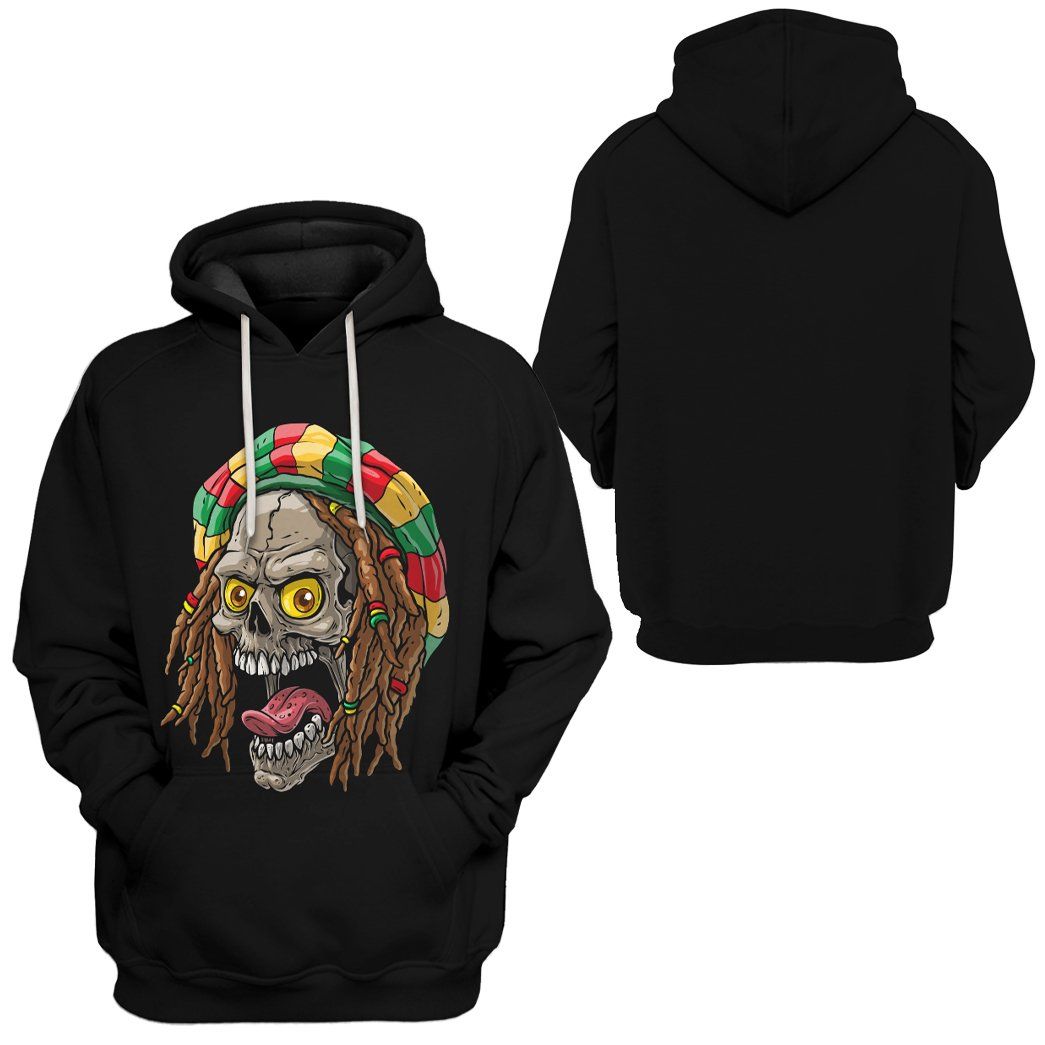 Gearhuman 3D Bob Marley Skull 3 Hoodie Apparel GQ21093 3D Apparel 