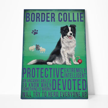 Gearhumans 3D Border Collie Dog Vintage Quotes Custom Canvas