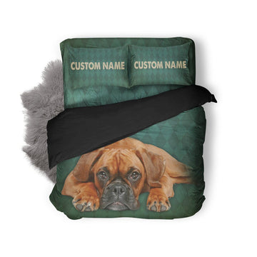 Gearhumans 3D Boxer Dog Custom Name Bedding Set