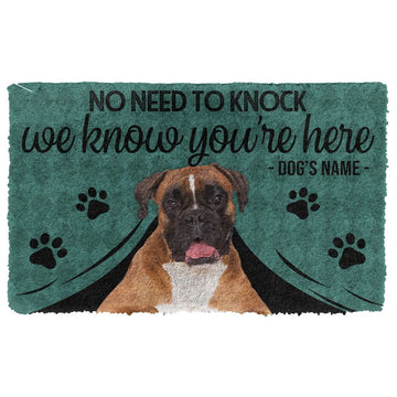 Gearhuman 3D Boxer Dog We Know Youre Here Custom Name Doormat GW01025 Doormat