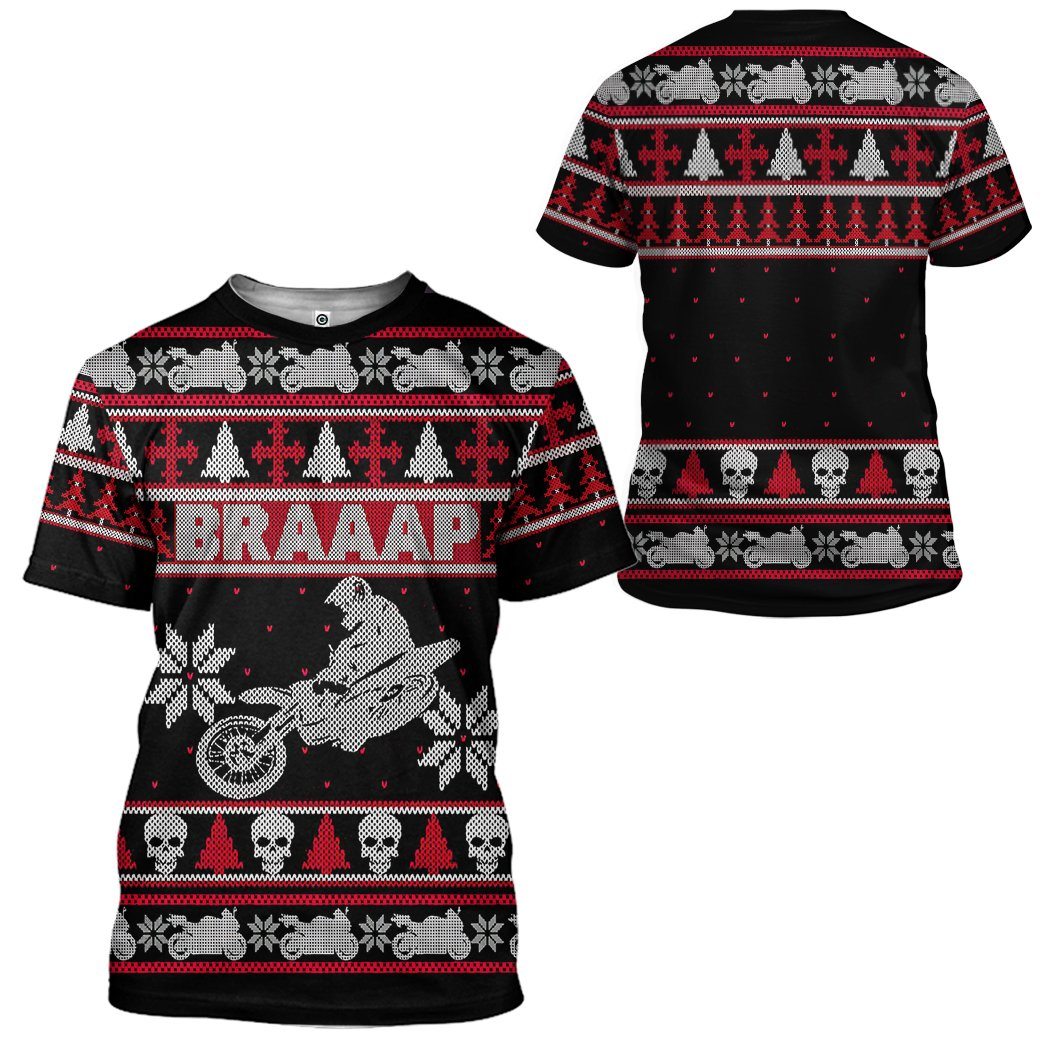 Gearhuman 3D Braaap Dirt Bike Ugly Christmas Sweater Tshirt Hoodie Apparel GV28108 3D Apparel 