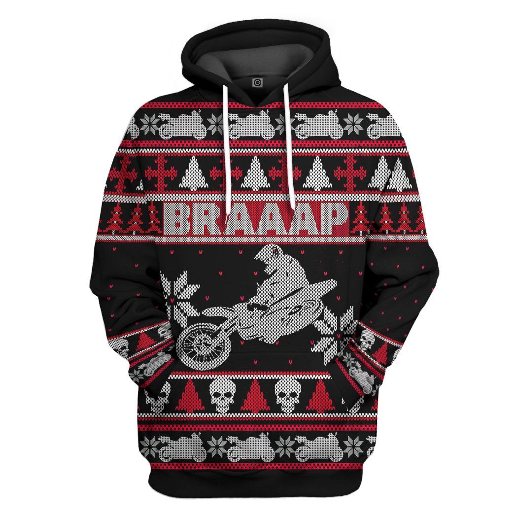 Gearhuman 3D Braaap Dirt Bike Ugly Christmas Sweater Tshirt Hoodie Apparel GV28108 3D Apparel Hoodie S 