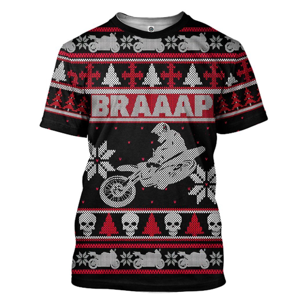 Gearhuman 3D Braaap Dirt Bike Ugly Christmas Sweater Tshirt Hoodie Apparel GV28108 3D Apparel T-Shirt S 