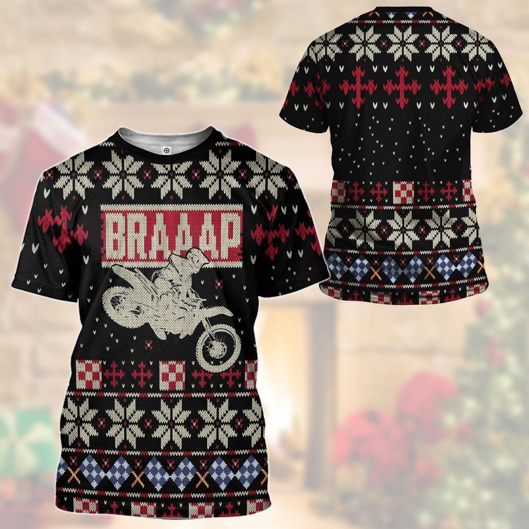 Gearhuman 3D Braaap Ugly Christmas Sweater Tshirt Hoodie Apparel GV28107 3D Apparel 