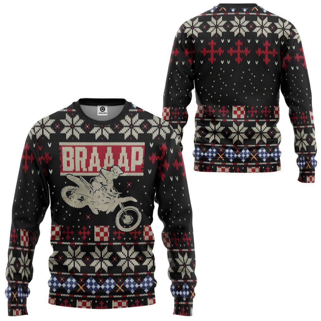Gearhumans 3D Braaap Ugly Christmas Sweater Tshirt Hoodie Apparel