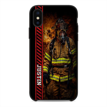 Gearhumans 3D Brave Firefighter Custom Name Phonecase