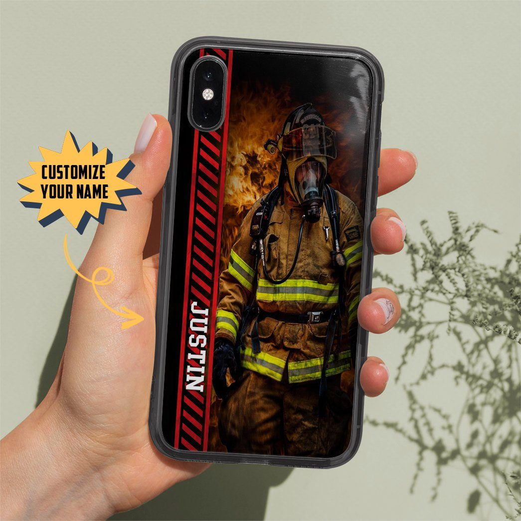 Gearhuman 3D Brave Firefighter Custom Name Phonecase GB180219 Glass Phone Case