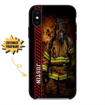 Gearhumans 3D Brave Firefighter Custom Name Phonecase