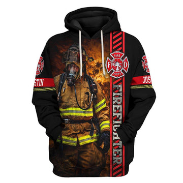 Gearhumans 3D Brave Firefighter Custom Name Tshirt Hoodie Apparel