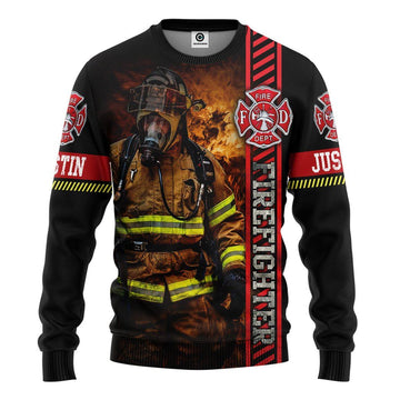 Gearhumans 3D Brave Firefighter Custom Name Tshirt Hoodie Apparel