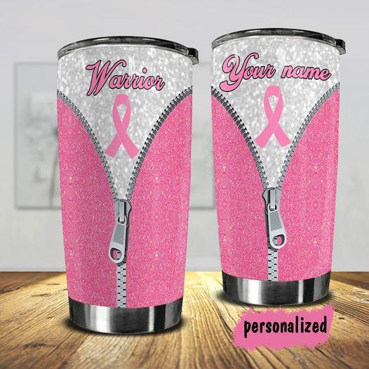 Gearhuman 3D Breast Cancer Warriors Custom Name Design Vacuum Insulated Glitter Tumbler GC13105 Tumbler Short 20oz 