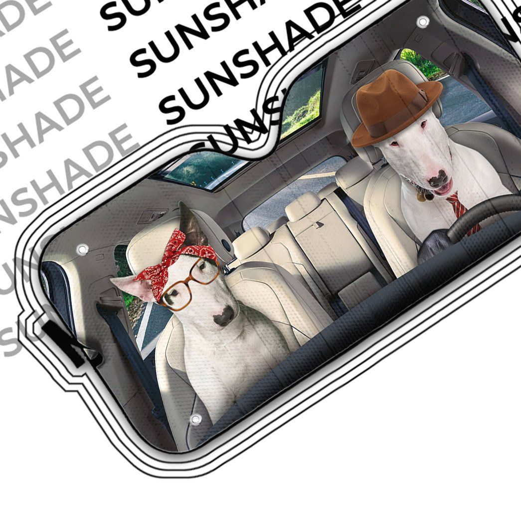 Gearhuman 3D Bull Terrier Couple Dog Auto Car Sunshade GV10032 Auto Sunshade