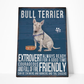 Gearhumans 3D Bull Terrier Dog Vintage Quotes Custom Canvas