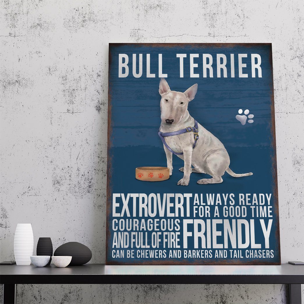 Gearhuman 3D Bull Terrier Dog Vintage Quotes Custom Canvas GW010313 Canvas