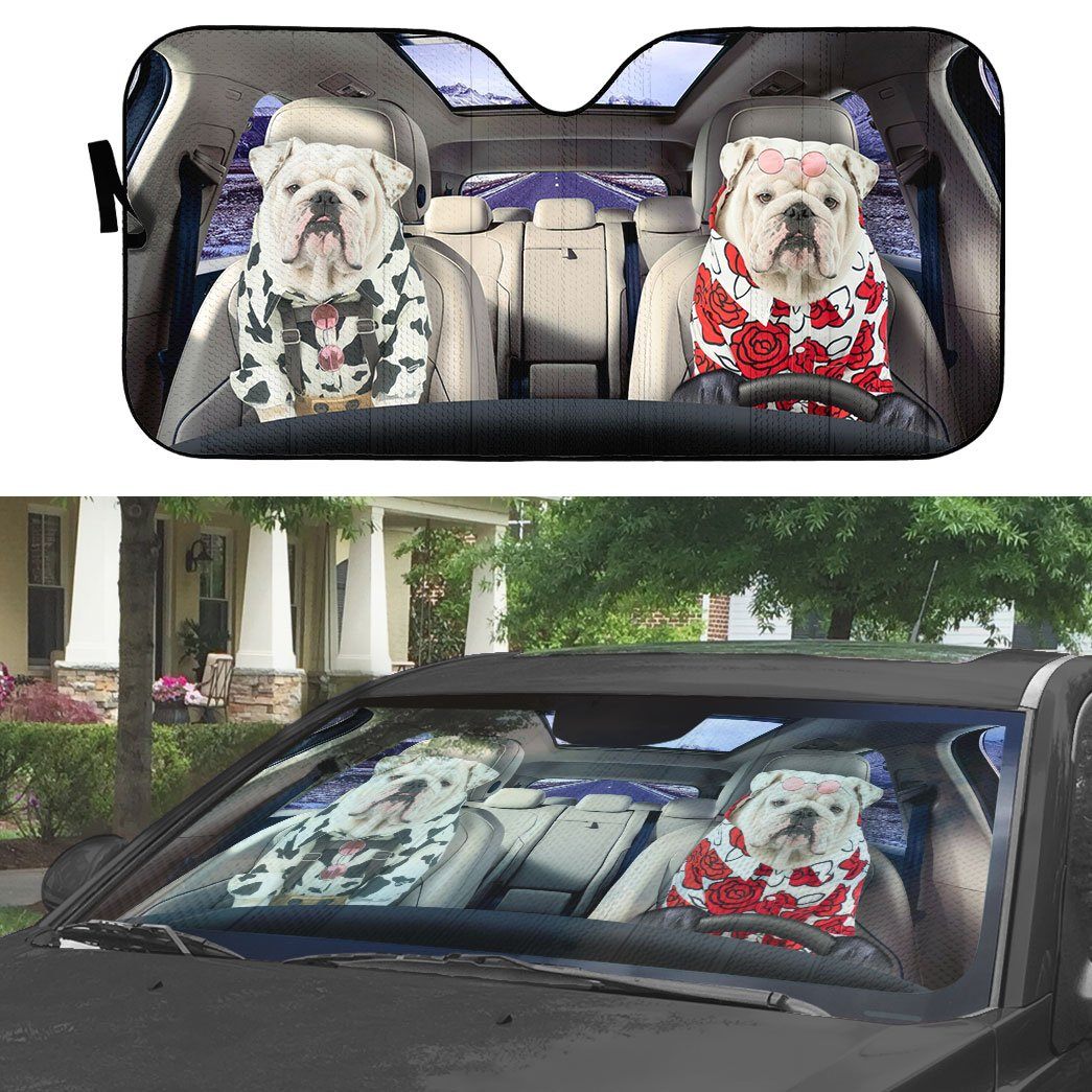 Gearhuman 3D Bulldog 13 Custom Car Auto Sunshade GV260826 Auto Sunshade 