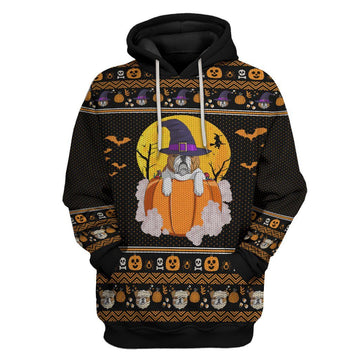 Gearhuman 3D Bulldog Halloween Ugly Sweater Custom Hoodie Apparel GV27081 3D Custom Fleece Hoodies Hoodie S 