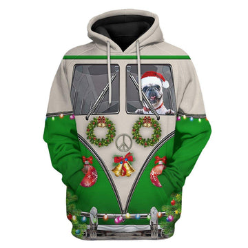 Gearhuman 3D Bulldogs Drive Hippie Cars at Christmas Custom Tshirt Apparel GX03114 3D Apparel Hoodie S 