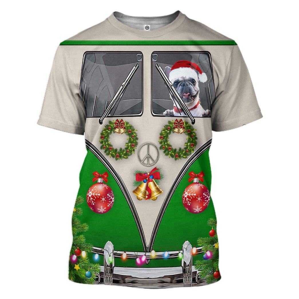 Gearhuman 3D Bulldogs Drive Hippie Cars at Christmas Custom Tshirt Apparel GX03114 3D Apparel T-Shirt S 