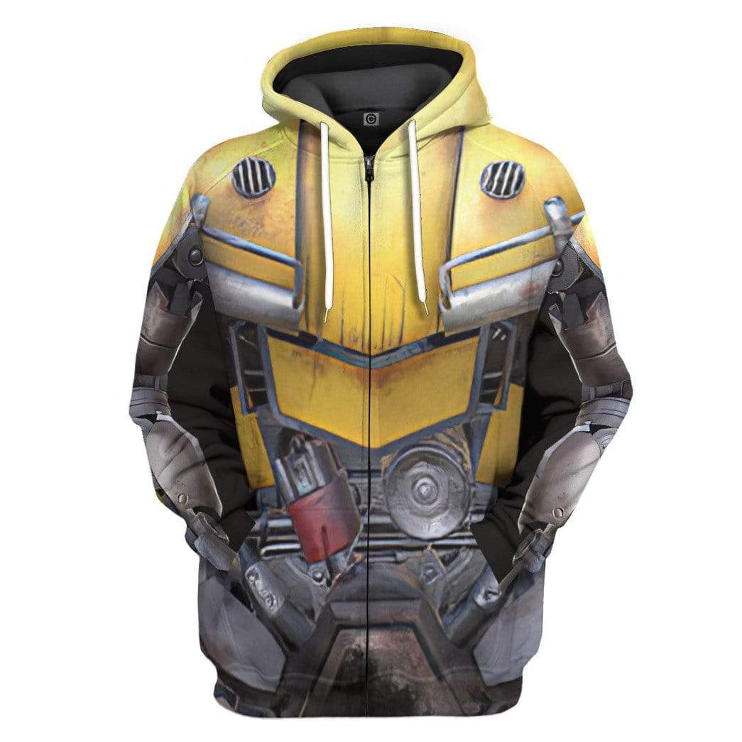 Gearhuman 3D BumbleBee Costume Hoodie Apprarel GN100812 3D Custom Fleece Hoodies Zip Hoodie S 