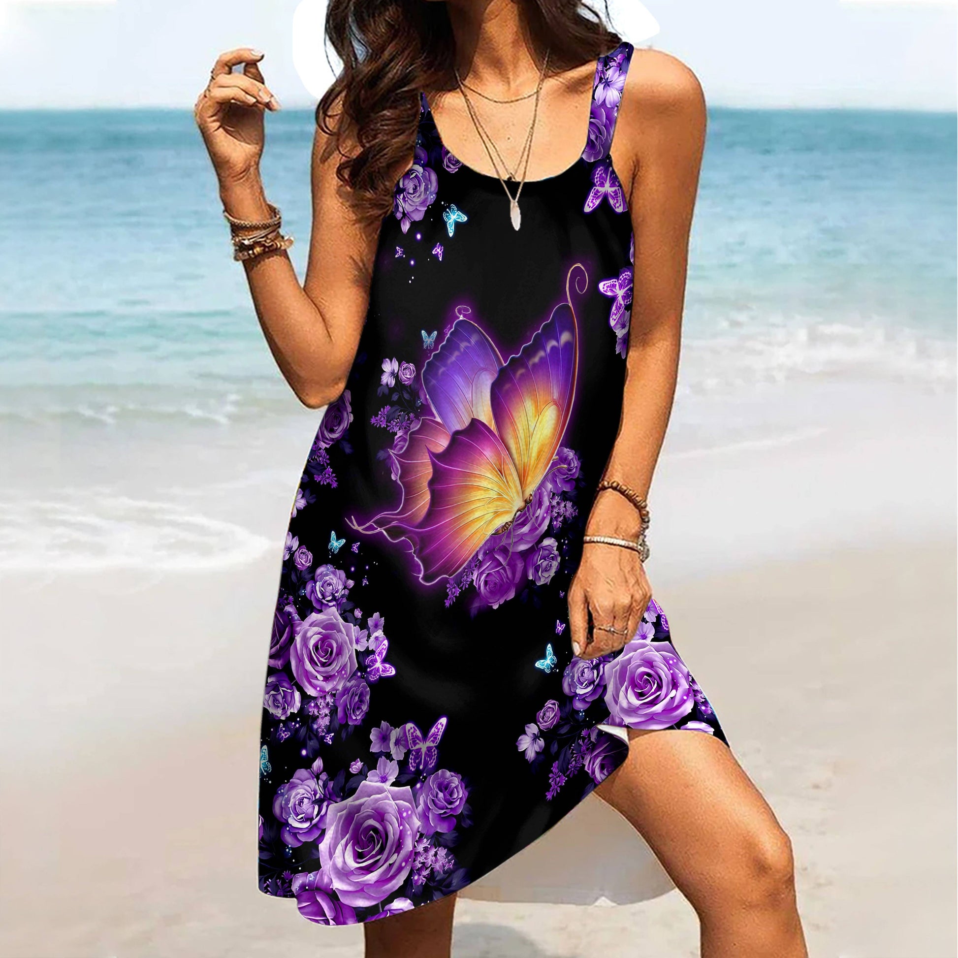 Gearhuman 3D Butterfly Sleeveless Beach Dress ZZ1006212 Beach Dress 
