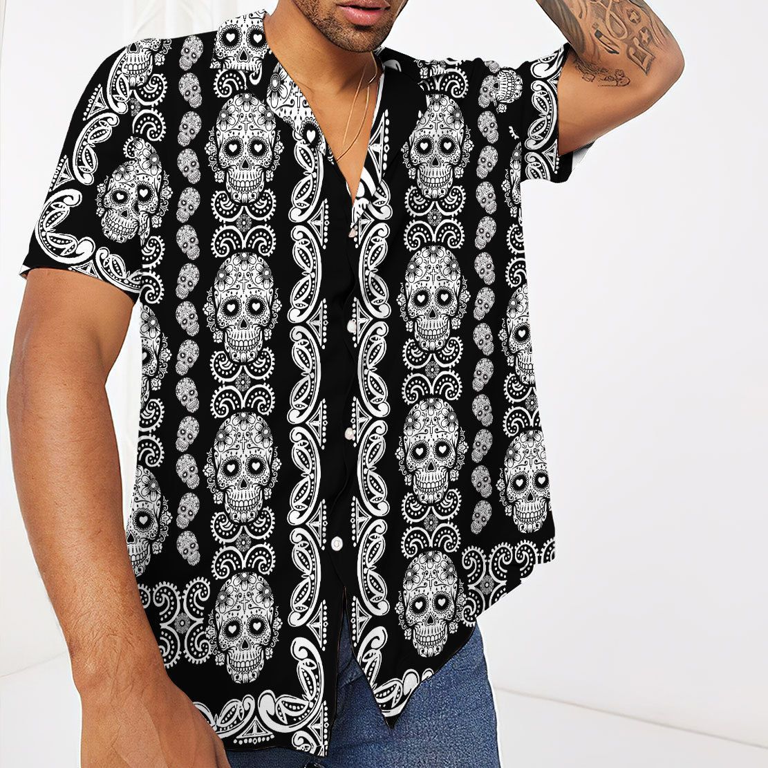 Gearhuman 3D Calavera Hawaii Shirt ZK1506211 Short Sleeve Shirt 