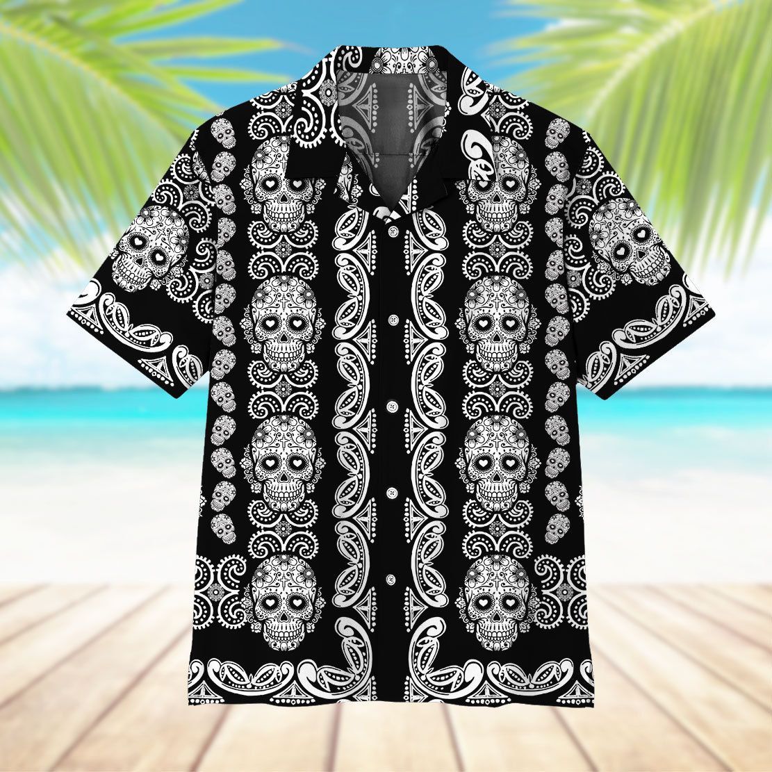 Gearhuman 3D Calavera Hawaii Shirt ZK1506211 Short Sleeve Shirt 