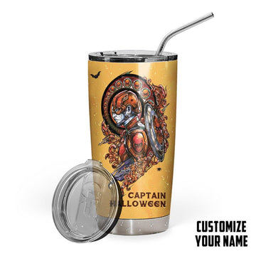 Gearhumans 3D Captain Halloween Custom Design Vacuum Insulated Tumbler