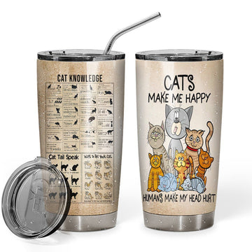 Gearhumans 3D Cat Knowledge Custom Tumbler