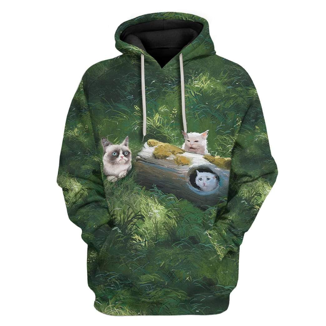 Gearhuman 3D Cat Meme Custom T-Shirts Hoodies Apparel CT-TA1202202 3D Custom Fleece Hoodies Hoodie S 