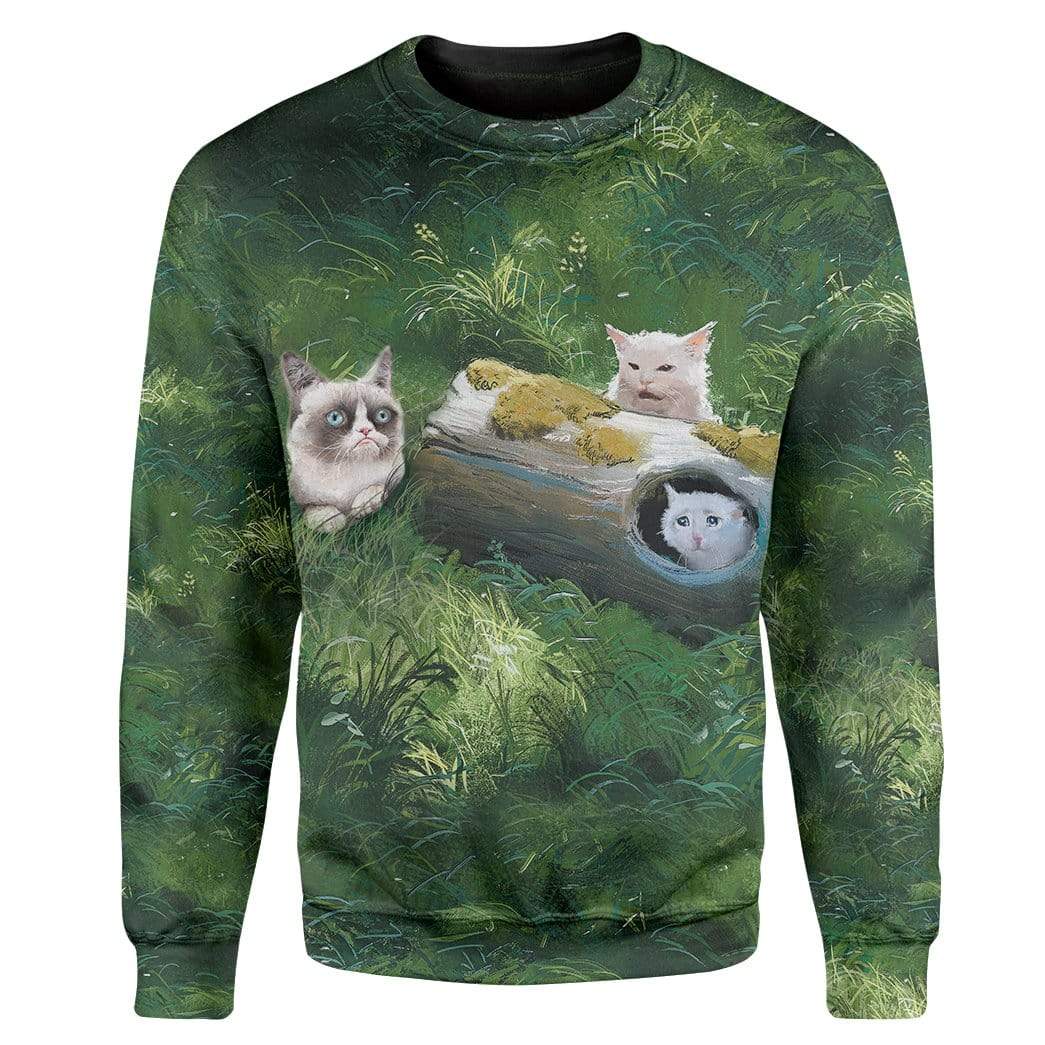 Gearhuman 3D Cat Meme Custom T-Shirts Hoodies Apparel CT-TA1202202 3D Custom Fleece Hoodies Long Sleeve S 